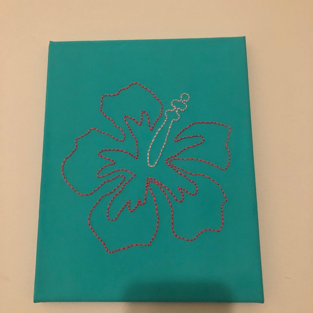 Hawaiian flower embroidered canvas
